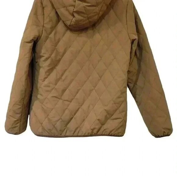 Eddie Bauer Men's Brown Poly Quilted Sherpa Fleece Lined Zip Front Jacket w Hood - Picture 8 of 10